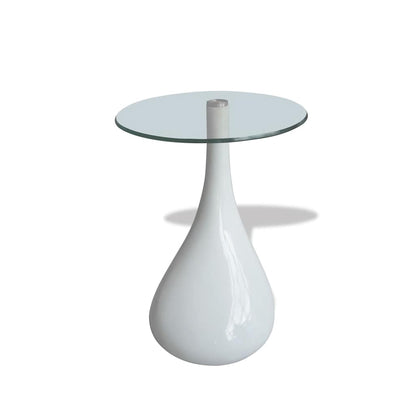 vidaXL Coffee Table with Round Glass Top High Gloss White - 42 x 55 x 42 cm
