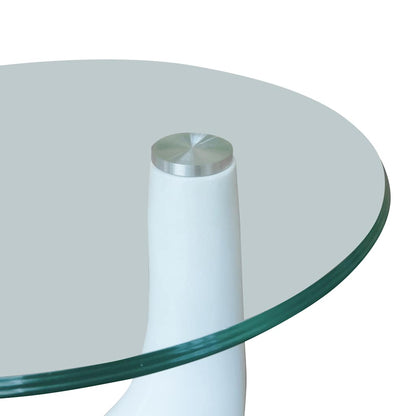 vidaXL Coffee Table with Round Glass Top High Gloss White - 42 x 55 x 42 cm