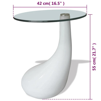 vidaXL Coffee Table with Round Glass Top High Gloss White - 42 x 55 x 42 cm