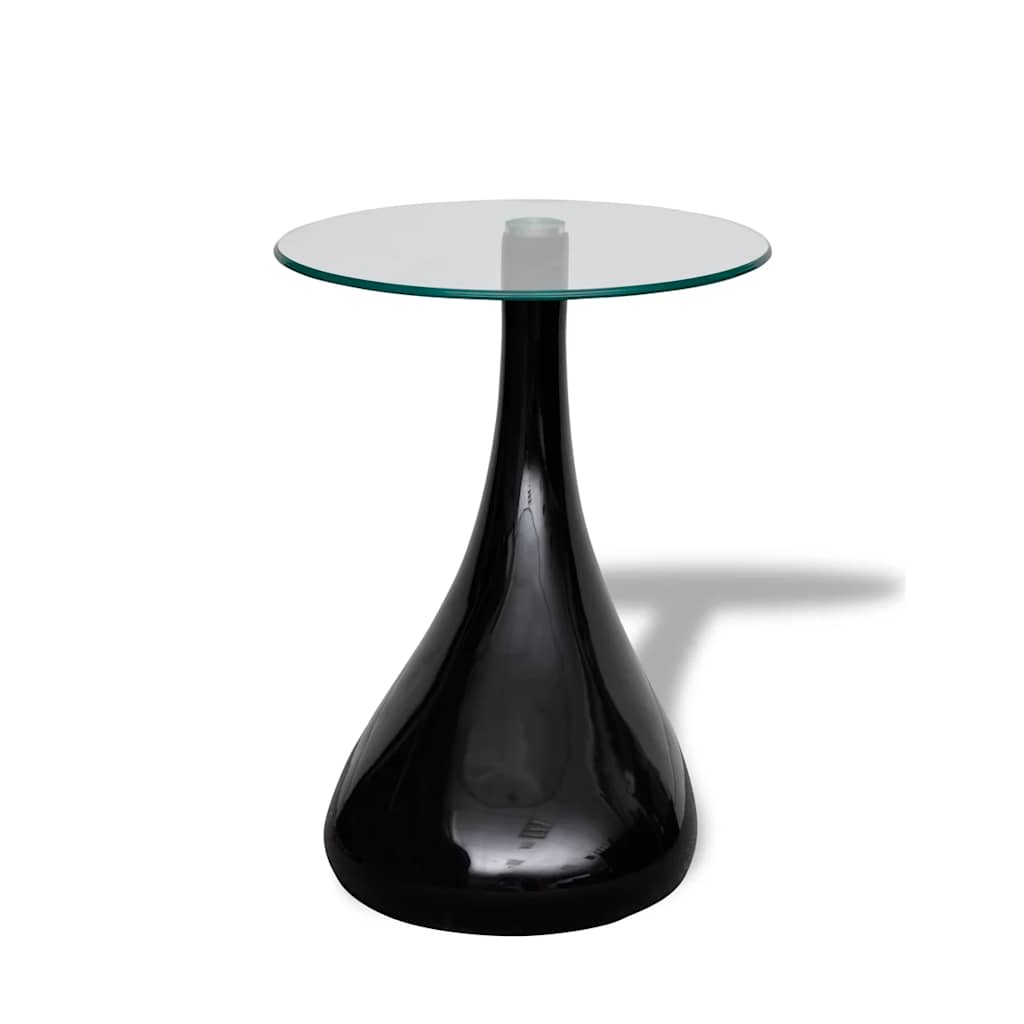 vidaXL Coffee Table with Round Glass Top High Gloss Black - 42 x 55 x 42 cm