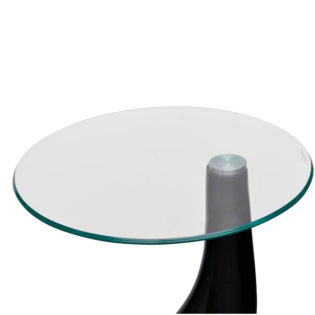vidaXL Coffee Table with Round Glass Top High Gloss Black - 42 x 55 x 42 cm