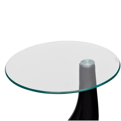 vidaXL Coffee Table with Round Glass Top High Gloss Black - 42 x 55 x 42 cm
