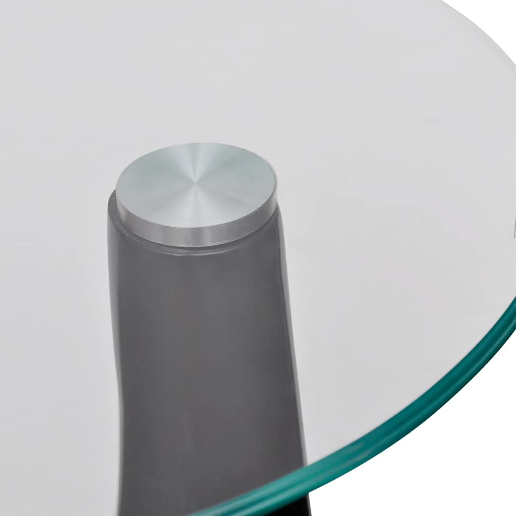 vidaXL Coffee Table with Round Glass Top High Gloss Black - 42 x 55 x 42 cm