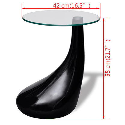 vidaXL Coffee Table with Round Glass Top High Gloss Black - 42 x 55 x 42 cm