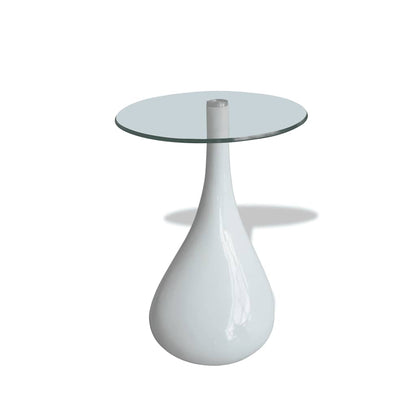 vidaXL Coffee Table 2 pcs with Round Glass Top High Gloss White - 42 x 42 x 55 cm