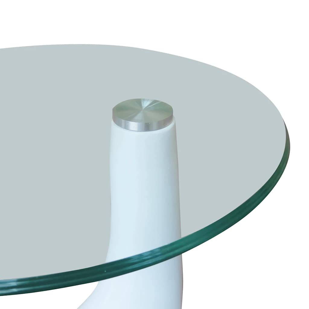 vidaXL Coffee Table 2 pcs with Round Glass Top High Gloss White - 42 x 42 x 55 cm