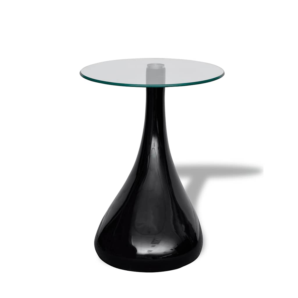 vidaXL Coffee Table 2 pcs with Round Glass Top High Gloss Black - 42 x 42 x 55 cm