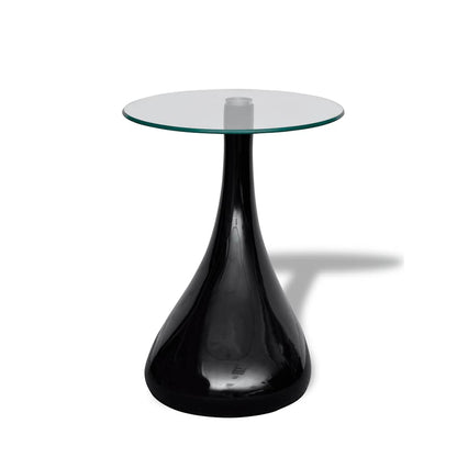 vidaXL Coffee Table 2 pcs with Round Glass Top High Gloss Black - 42 x 42 x 55 cm