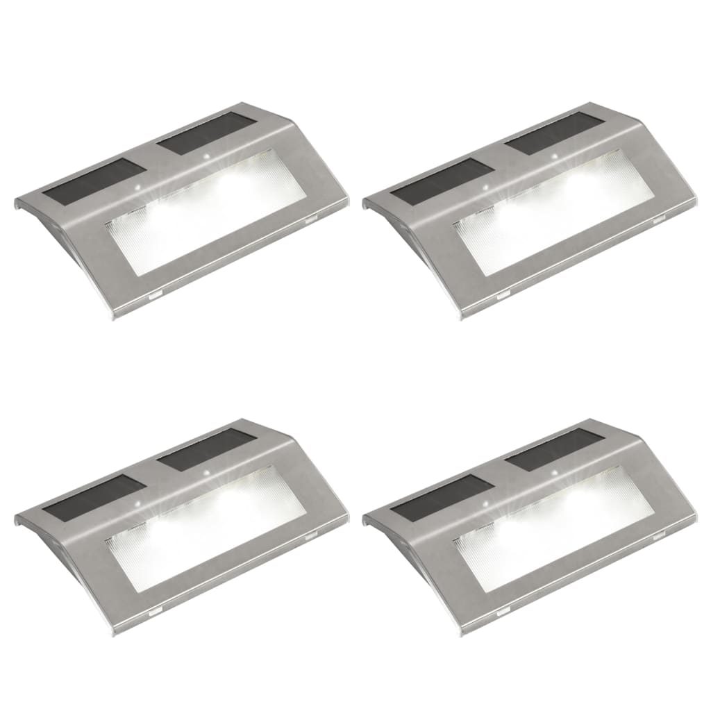 Solar 4 x Stair Lamp - Silver