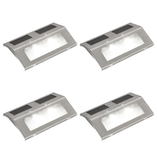 Solar 4 x Stair Lamp - Silver