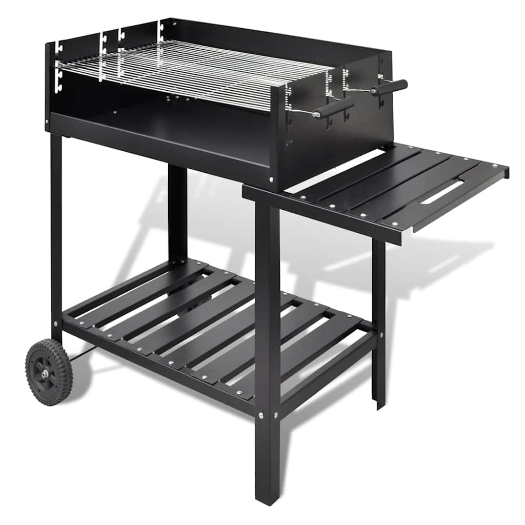 BBQ Stand Charcoal Barbecue 2 Wheels - Black