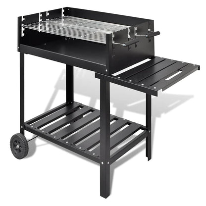 BBQ Stand Charcoal Barbecue 2 Wheels - Black