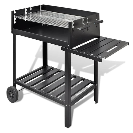 BBQ Stand Charcoal Barbecue 2 Wheels - Black