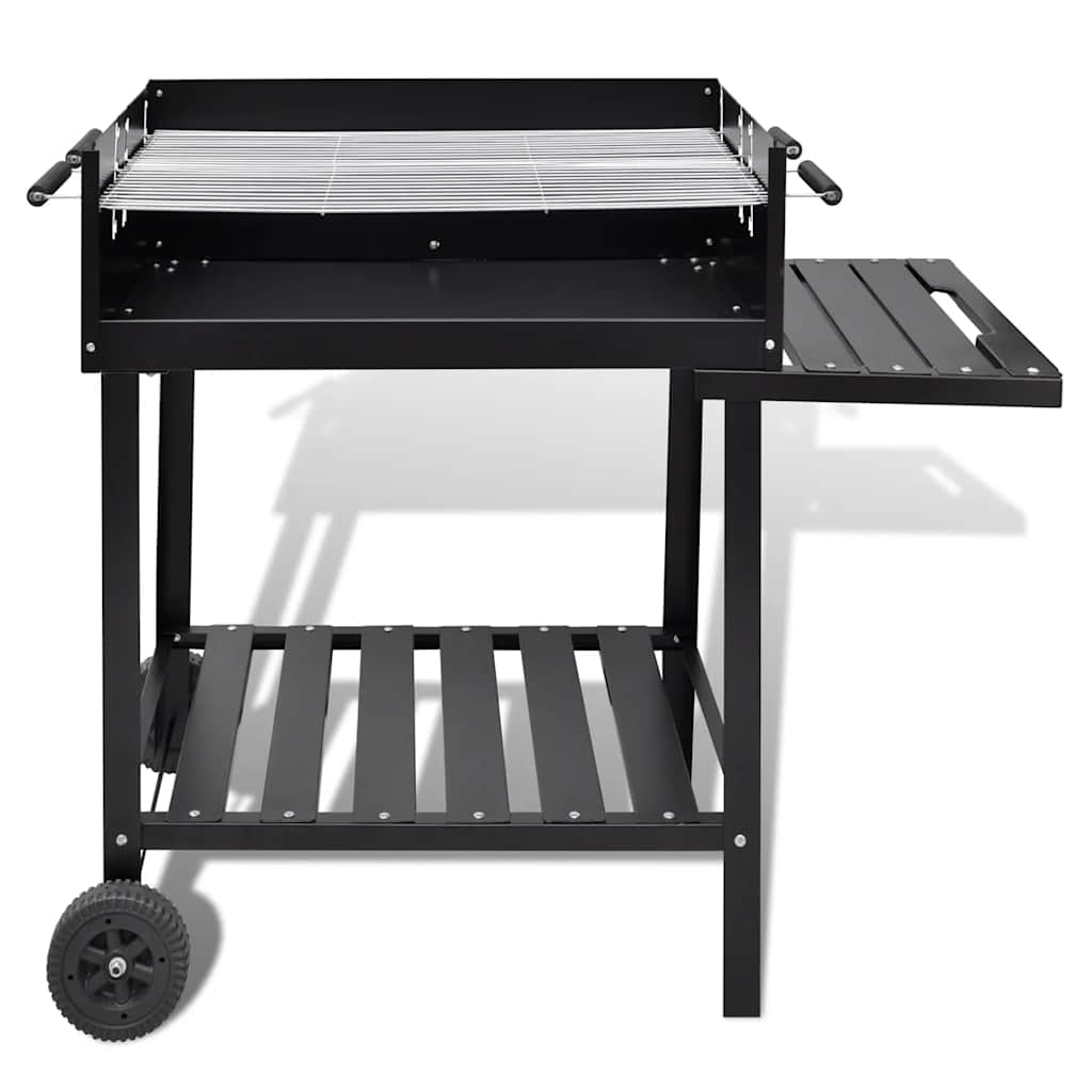 BBQ Stand Charcoal Barbecue 2 Wheels - Black