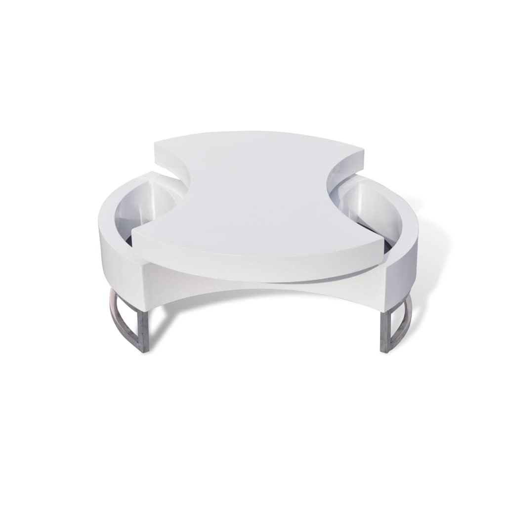 vidaXL Coffee Table Shape-Adjustable High Gloss White - 80 x 32.5 x 80 cm