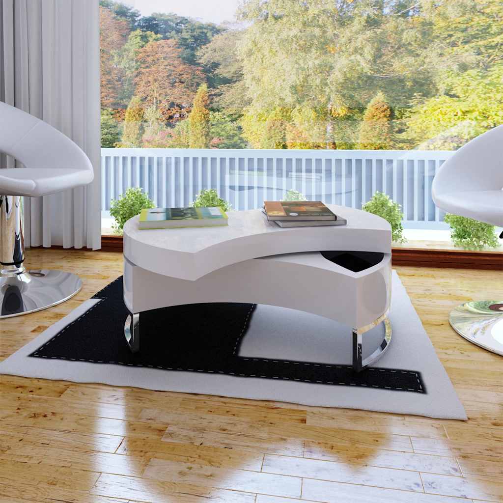 vidaXL Coffee Table Shape-Adjustable High Gloss White - 80 x 32.5 x 80 cm