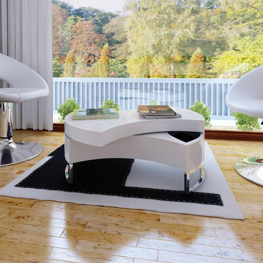 vidaXL Coffee Table Shape-Adjustable High Gloss White - 80 x 32.5 x 80 cm