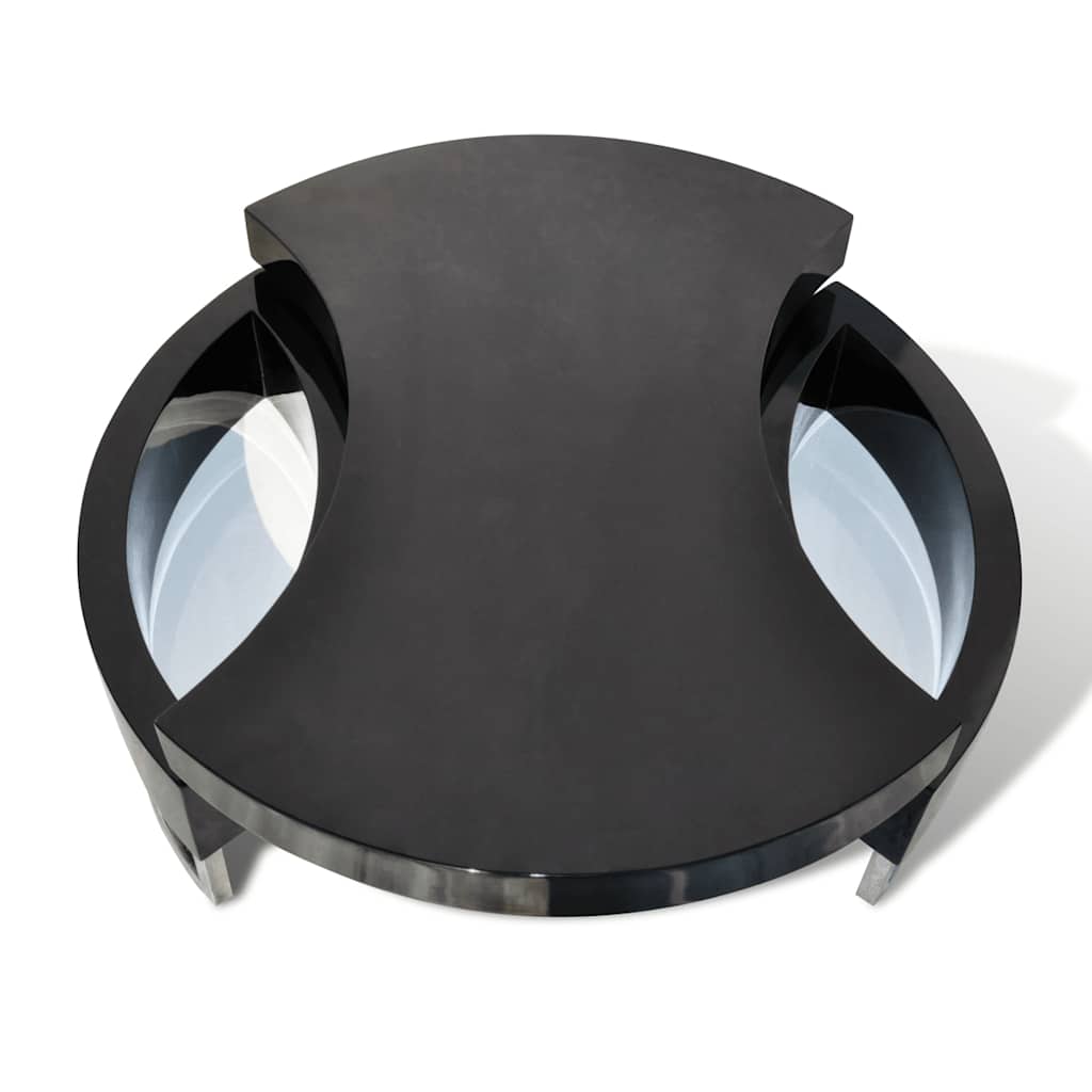 vidaXL Coffee Table Shape-Adjustable High Gloss Black - 80 x 32.5 x 80 cm