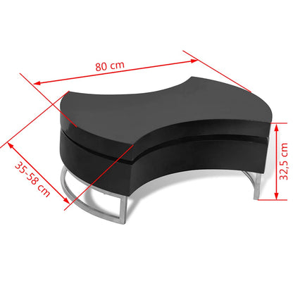 vidaXL Coffee Table Shape-Adjustable High Gloss Black - 80 x 32.5 x 80 cm