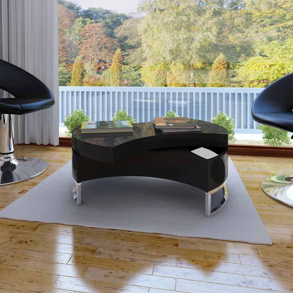 vidaXL Coffee Table Shape-Adjustable High Gloss Black - 80 x 32.5 x 80 cm