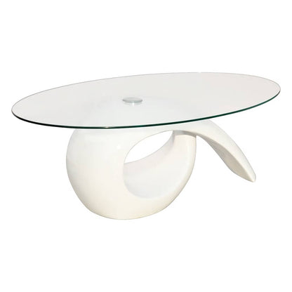 vidaXL Coffee Table with Oval Glass Top High Gloss White - 115 x 64 x 44.7 cm