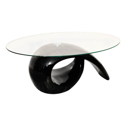 vidaXL Coffee Table with Oval Glass Top High Gloss Black - 115 x 64 x 44.7 cm