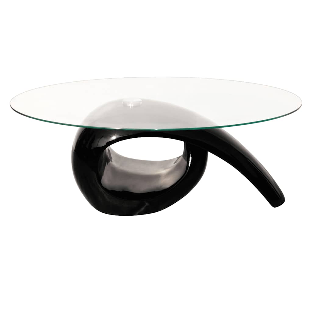 vidaXL Coffee Table with Oval Glass Top High Gloss Black - 115 x 64 x 44.7 cm