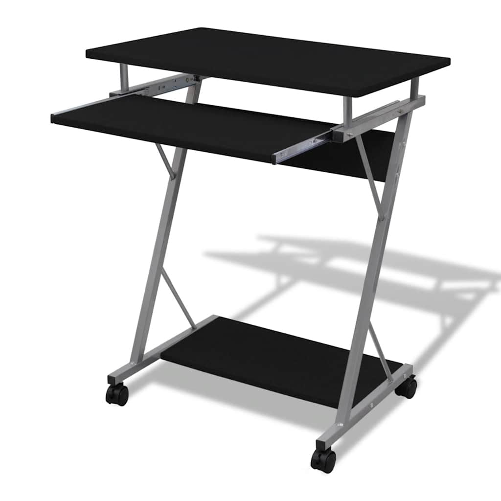 20051 vidaXL Compact Computer Desk with Pull-out Keyboard Tray Black - 40 x 74 x 60 cm