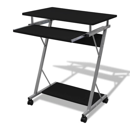 20051 vidaXL Compact Computer Desk with Pull-out Keyboard Tray Black - 40 x 74 x 60 cm