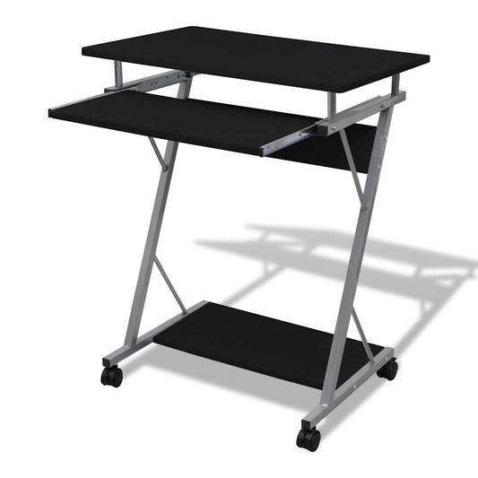 20051 vidaXL Compact Computer Desk with Pull-out Keyboard Tray Black - 40 x 74 x 60 cm