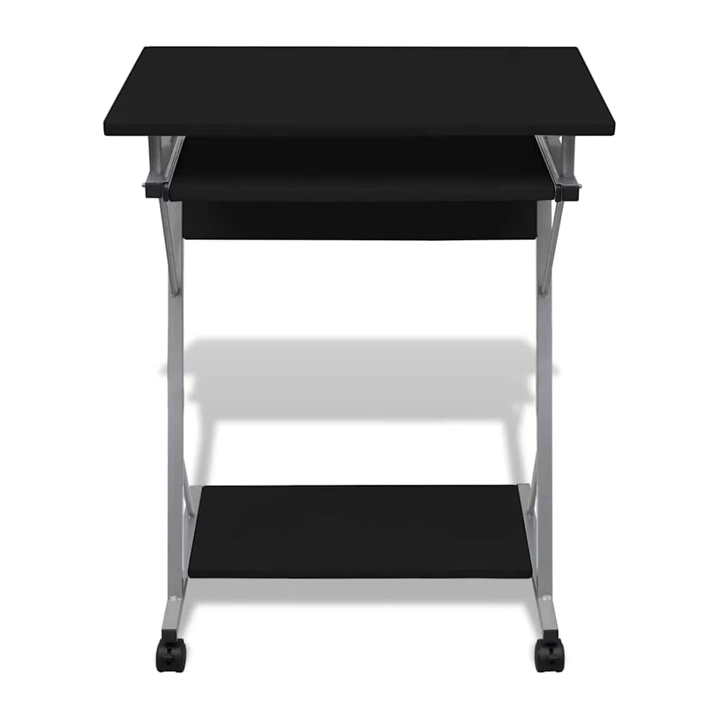 20051 vidaXL Compact Computer Desk with Pull-out Keyboard Tray Black - 40 x 74 x 60 cm