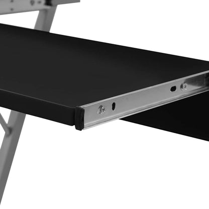20051 vidaXL Compact Computer Desk with Pull-out Keyboard Tray Black - 40 x 74 x 60 cm