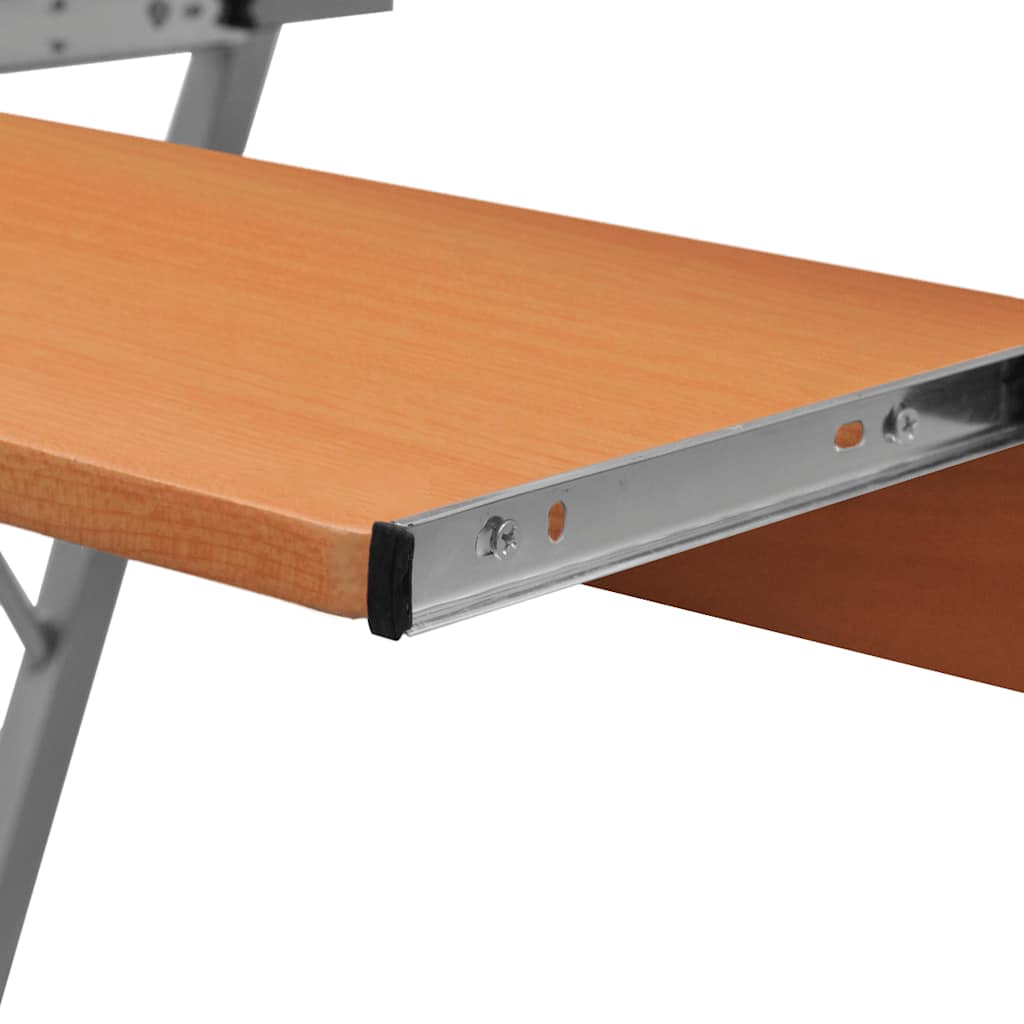 20052 vidaXL Compact Computer Desk with Pull-out Keyboard Tray Brown - 60 x 40 x 74 cm