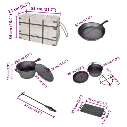 40829 Dutch Oven Set 9pcs - Black - 55 x 21 x 34 cm