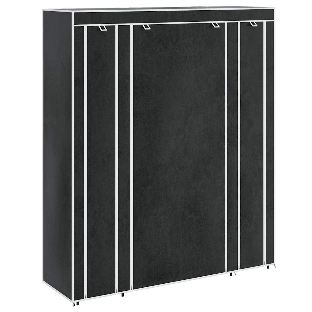 vidaXL Fabric Wardrobe with Compartments and Rods 45x150x176 cm Black