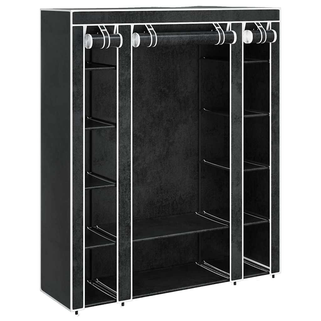vidaXL Fabric Wardrobe with Compartments and Rods 45x150x176 cm Black