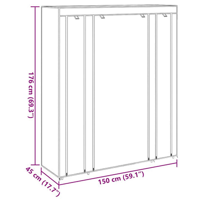 vidaXL Fabric Wardrobe with Compartments and Rods 45x150x176 cm Brown
