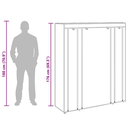 vidaXL Fabric Wardrobe with Compartments and Rods 45x150x176 cm Brown