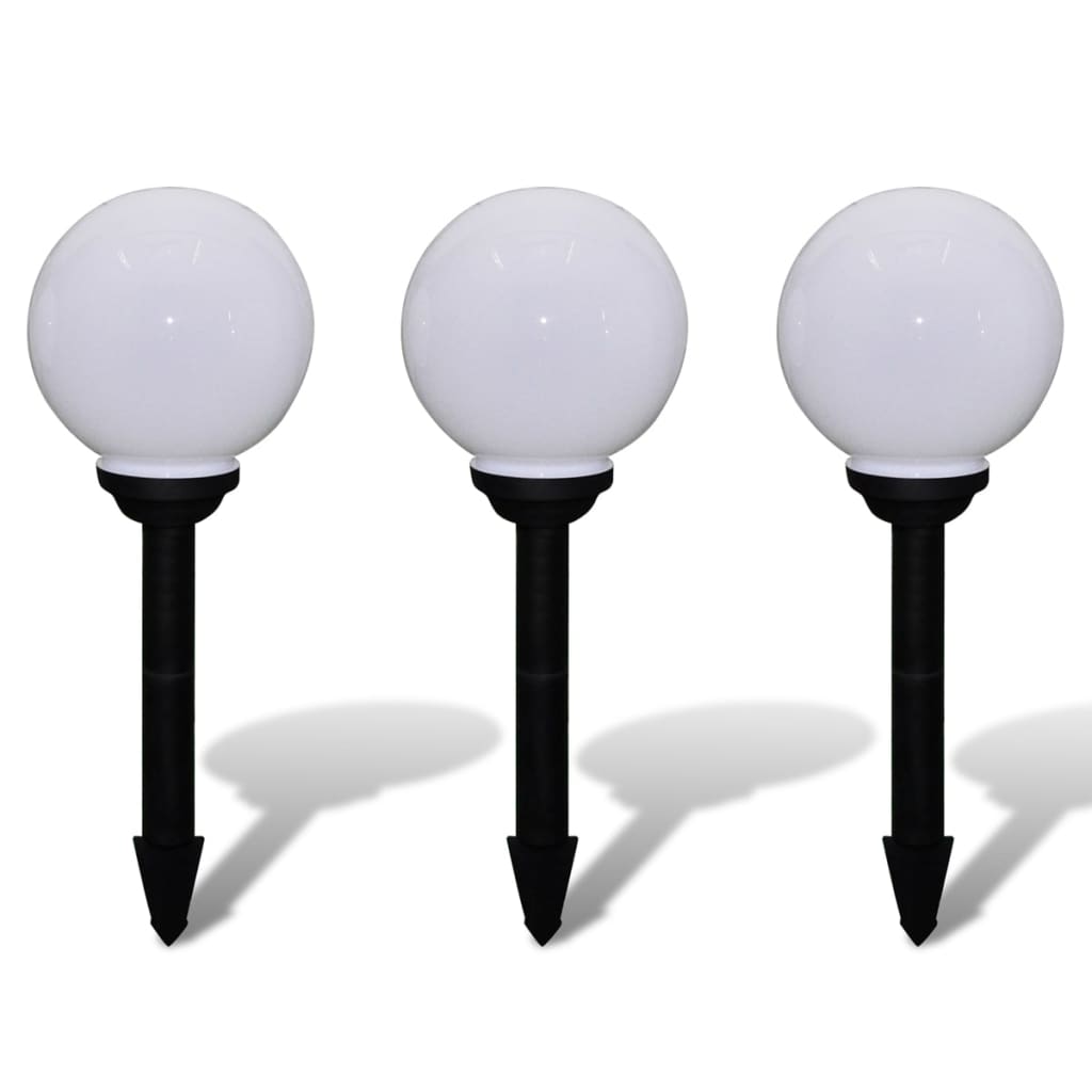 40864 vidaXL Outdoor Pathway Lamps 3 pcs LED 20 cm with Ground Spike - White