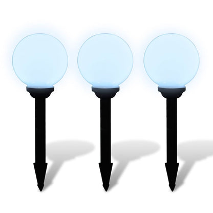 40864 vidaXL Outdoor Pathway Lamps 3 pcs LED 20 cm with Ground Spike - White