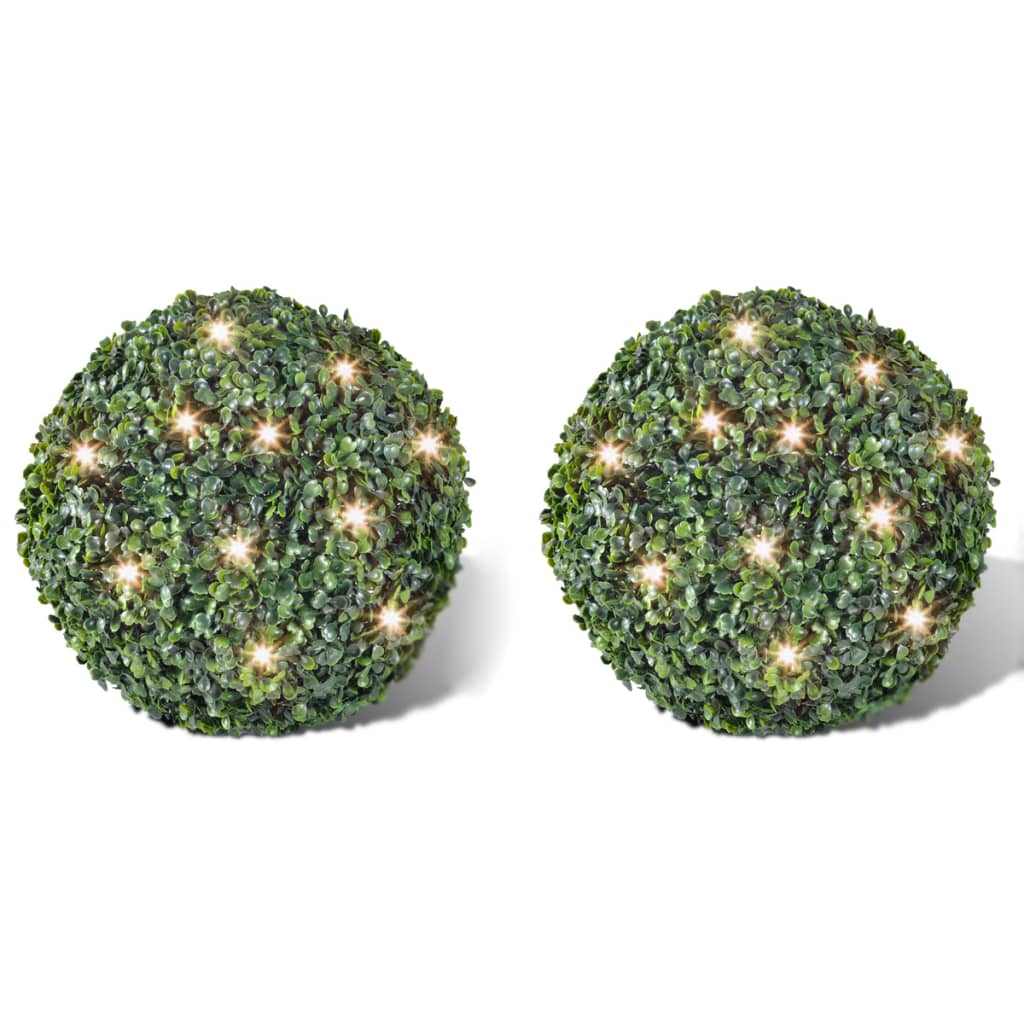 Artificial Leaf Topiary Ball 27 cm Solar LED String 2 pcs - Mixed green - 27 x 27 x 27 cm