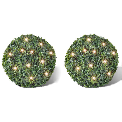Artificial Leaf Topiary Ball 27 cm Solar LED String 2 pcs - Mixed green - 27 x 27 x 27 cm