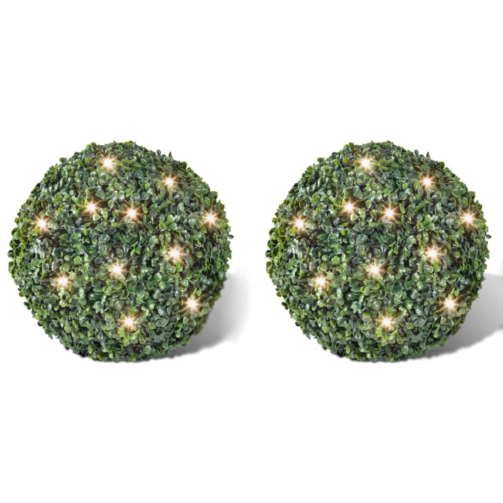 Boxwood Ball Artificial Leaf Topiary Ball 35 cm Solar LED String 2 pcs - Mixed green - 35 x 35 x 35 cm