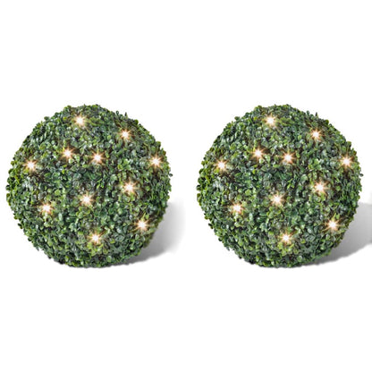 Boxwood Ball Artificial Leaf Topiary Ball 35 cm Solar LED String 2 pcs - Mixed green - 35 x 35 x 35 cm