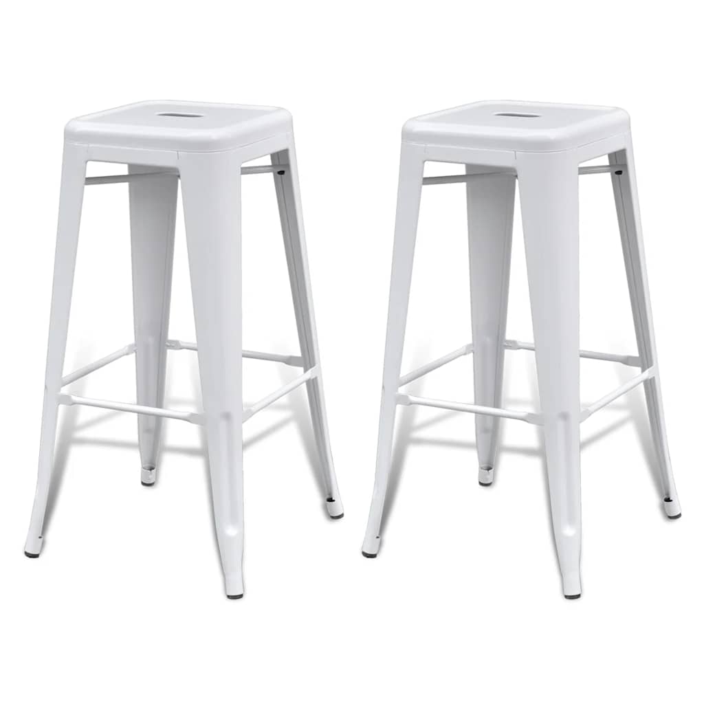 vidaXL Bar Stools 2 pcs White Steel - 43 x 43 x 76 cm