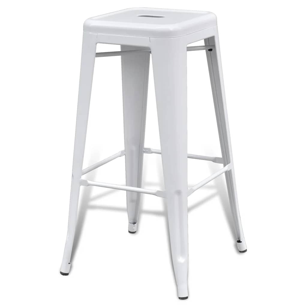 vidaXL Bar Stools 2 pcs White Steel - 43 x 43 x 76 cm