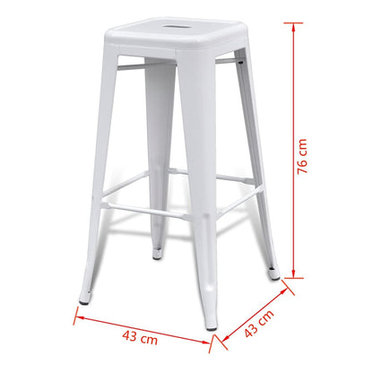 vidaXL Bar Stools 2 pcs White Steel - 43 x 43 x 76 cm