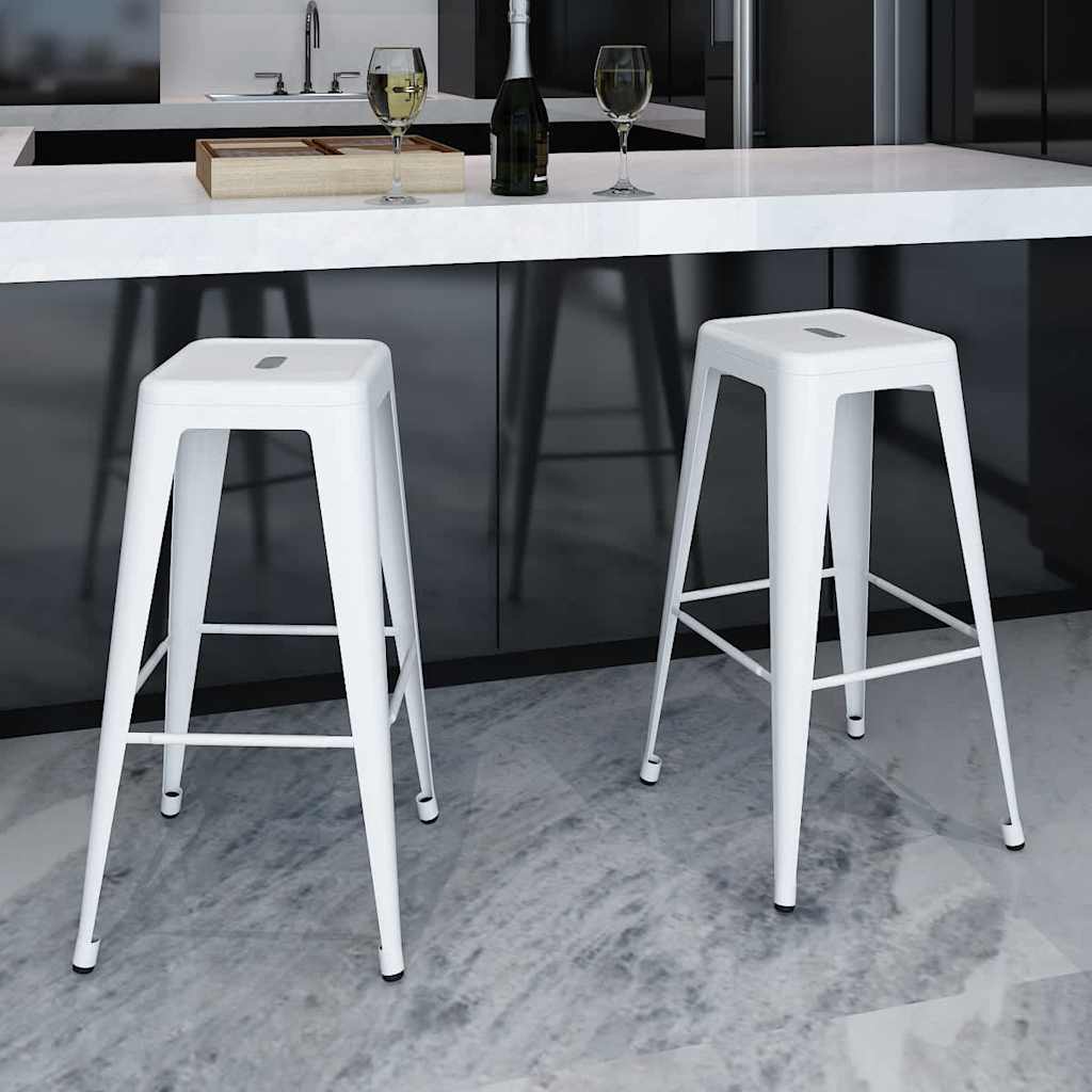 vidaXL Bar Stools 2 pcs White Steel - 43 x 43 x 76 cm