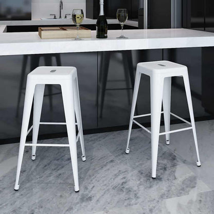 vidaXL Bar Stools 2 pcs White Steel - 43 x 43 x 76 cm