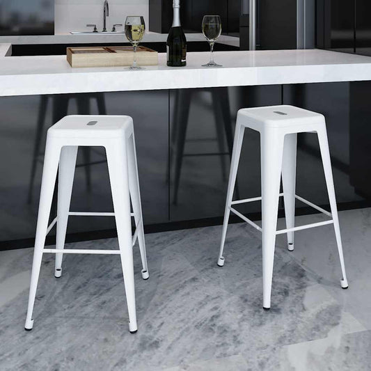 vidaXL Bar Stools 2 pcs White Steel - 43 x 43 x 76 cm